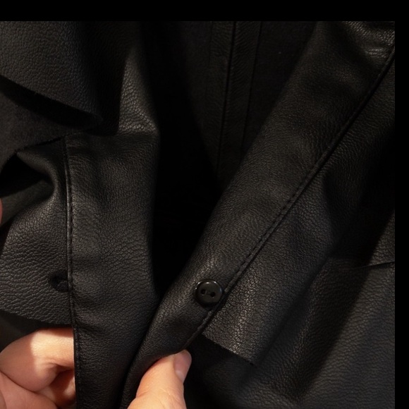 Zara Faux Leather Black Waterfall Blazer Jacket Size Large - Picture 6 of 6